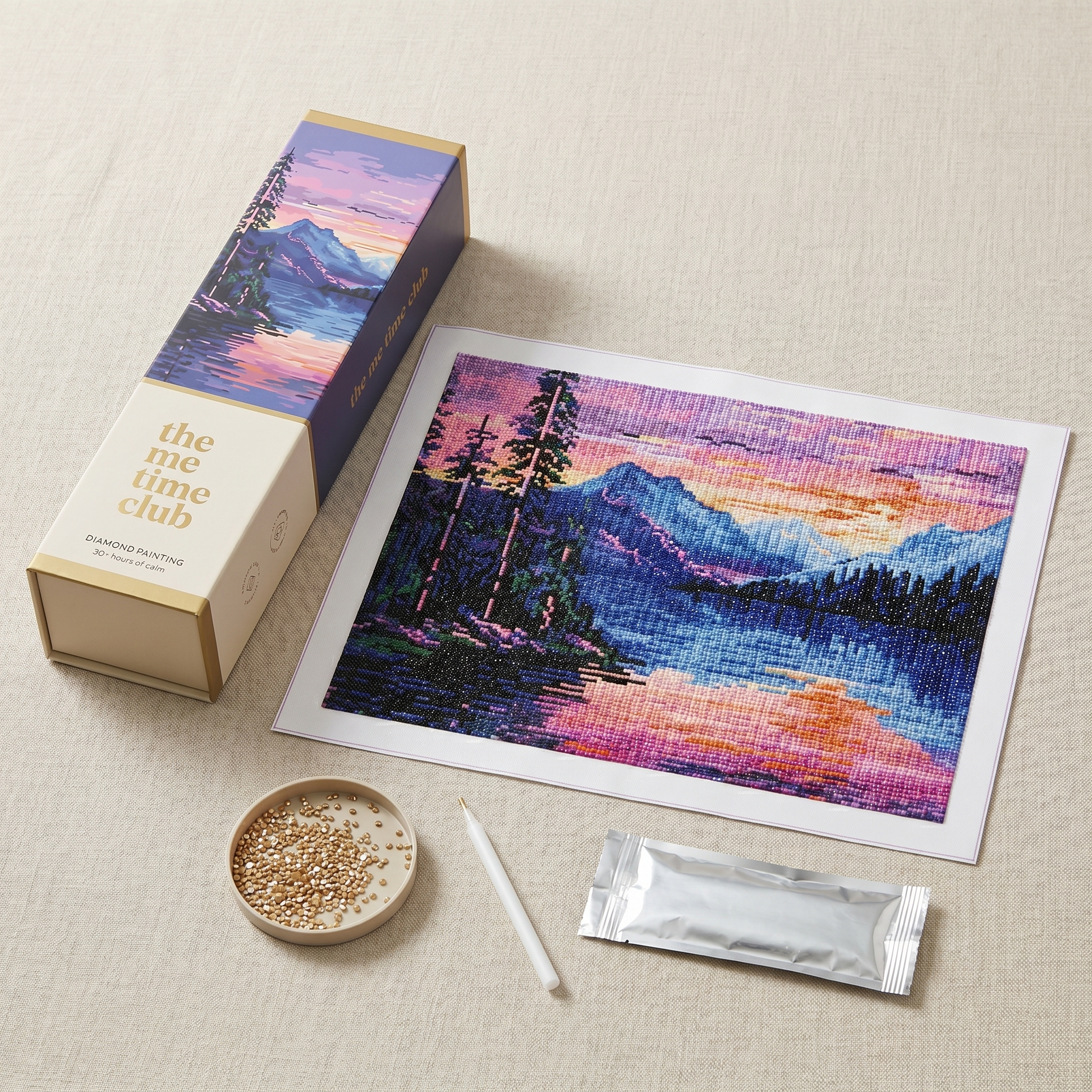Lavender Hour diamond painting kit with The Me Time Club box