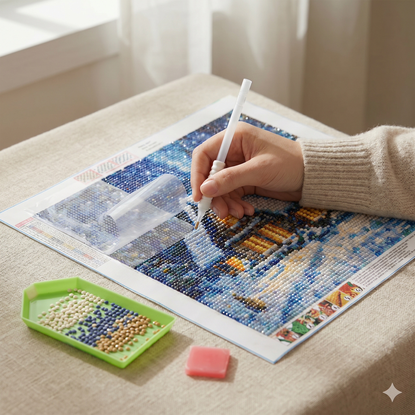 Placing diamonds on the First Snowfall canvas
