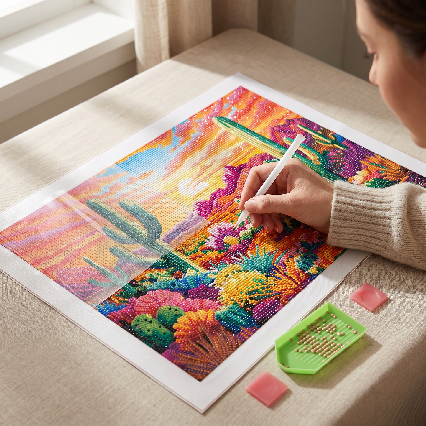 Placing diamonds on the Desert Bloom canvas