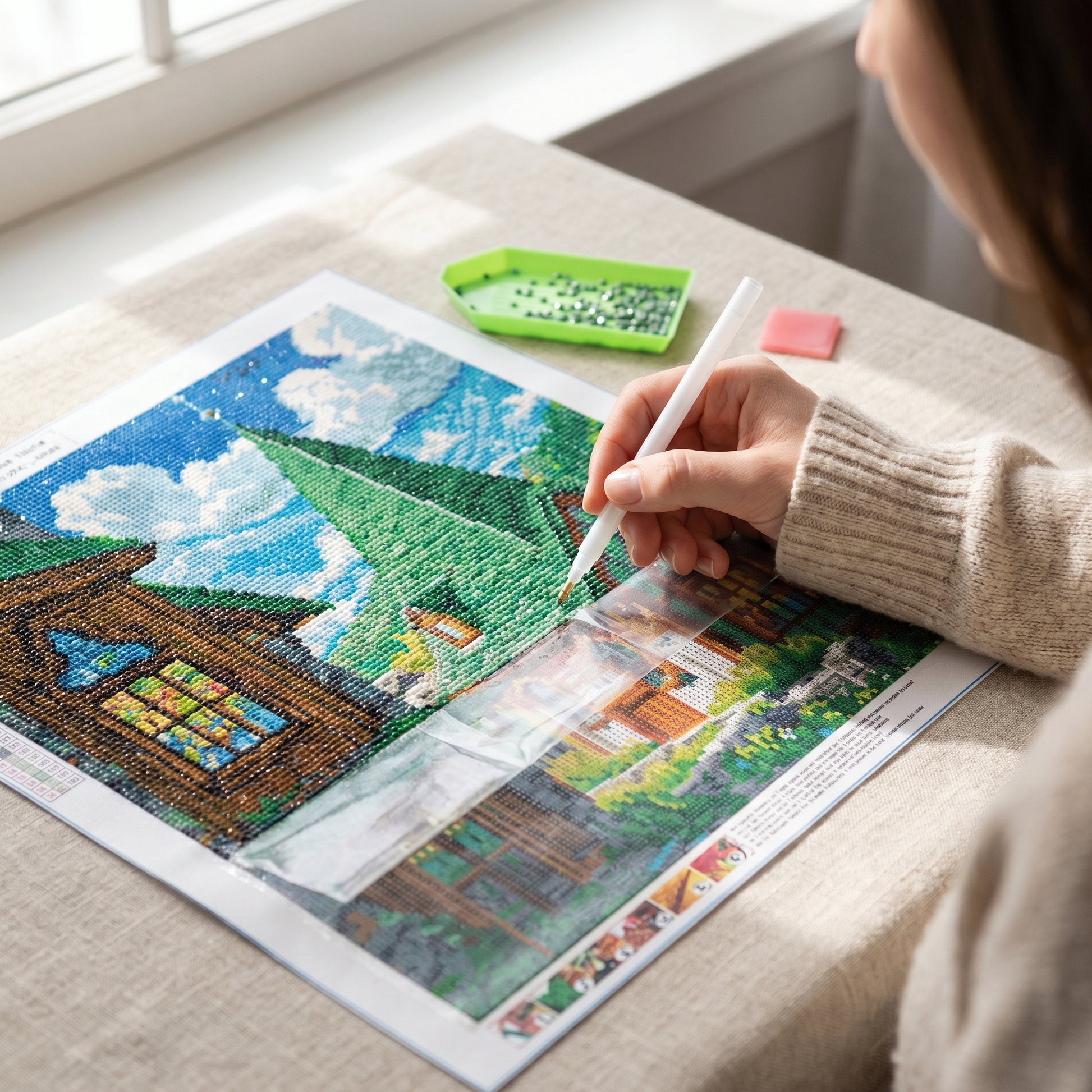 Placing diamonds on the The Hideaway canvas