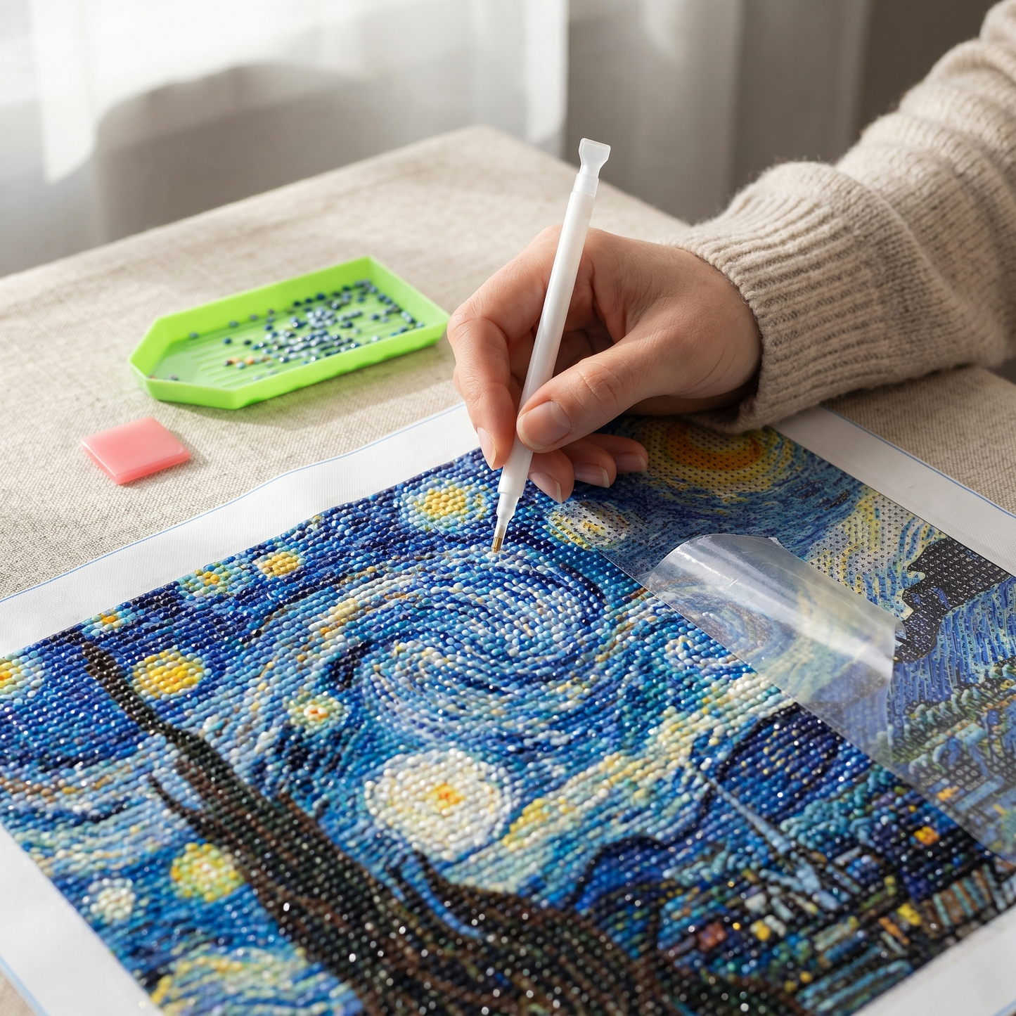 Placing diamonds on the Starlit Night canvas